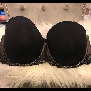 Torrid Black Microfiber Lace Strapless Bra.